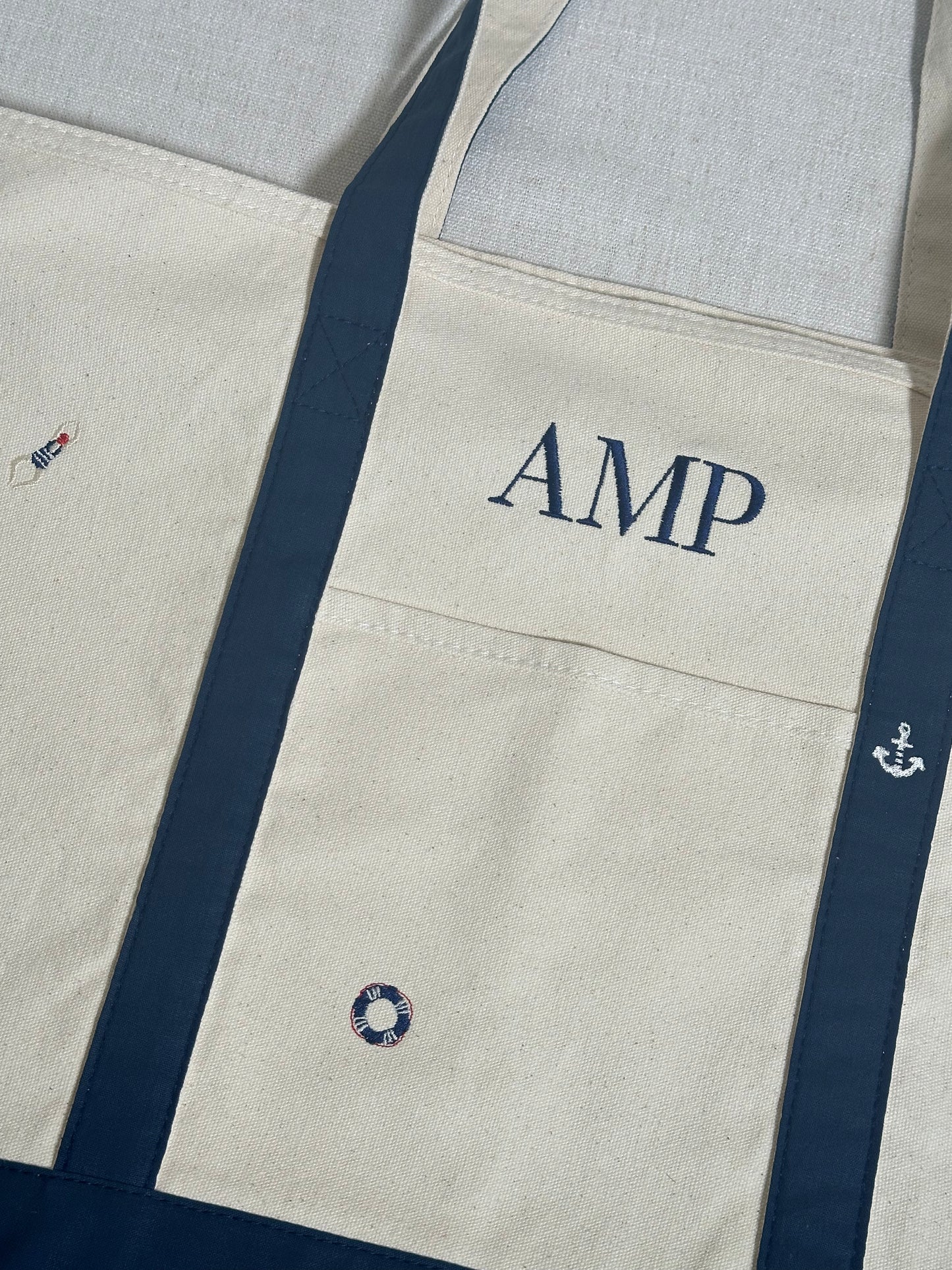 Personalized Nautical Cotton Canvas Tote Bag