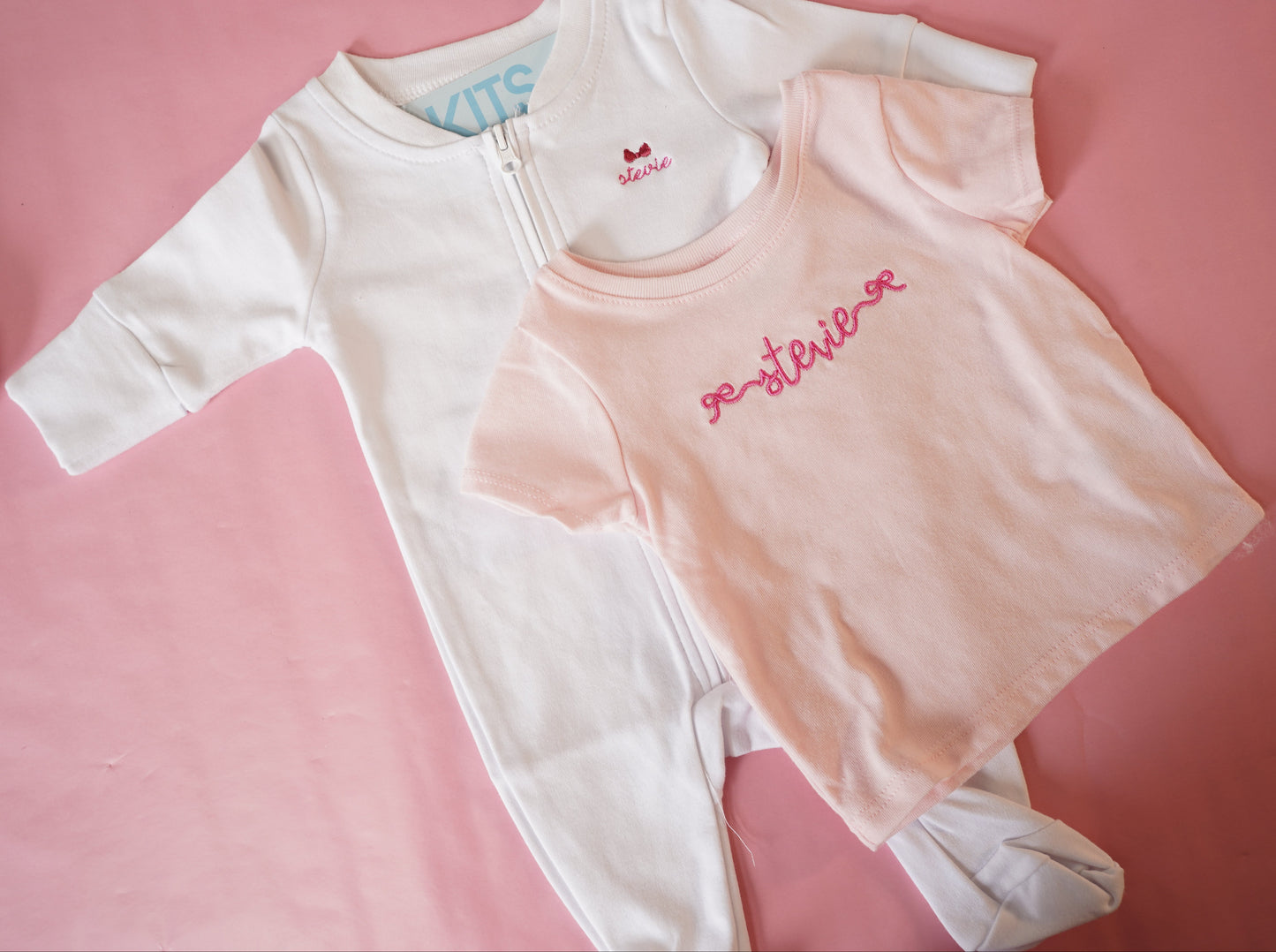 Heirloom Zipper Sleeper – Custom Embroidered Cotton Baby Onesie