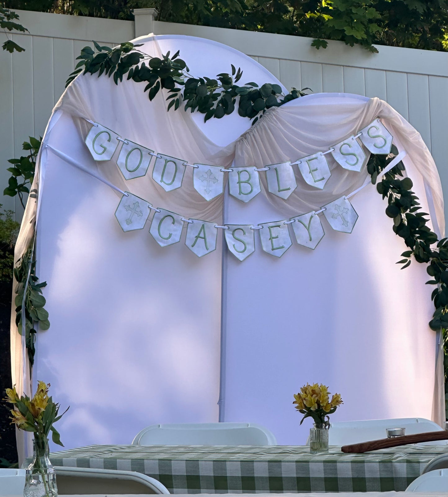 Embroidered Baptism Banner | Personalized Religious Banner for Baptisms, First Communions & Baby Dedications