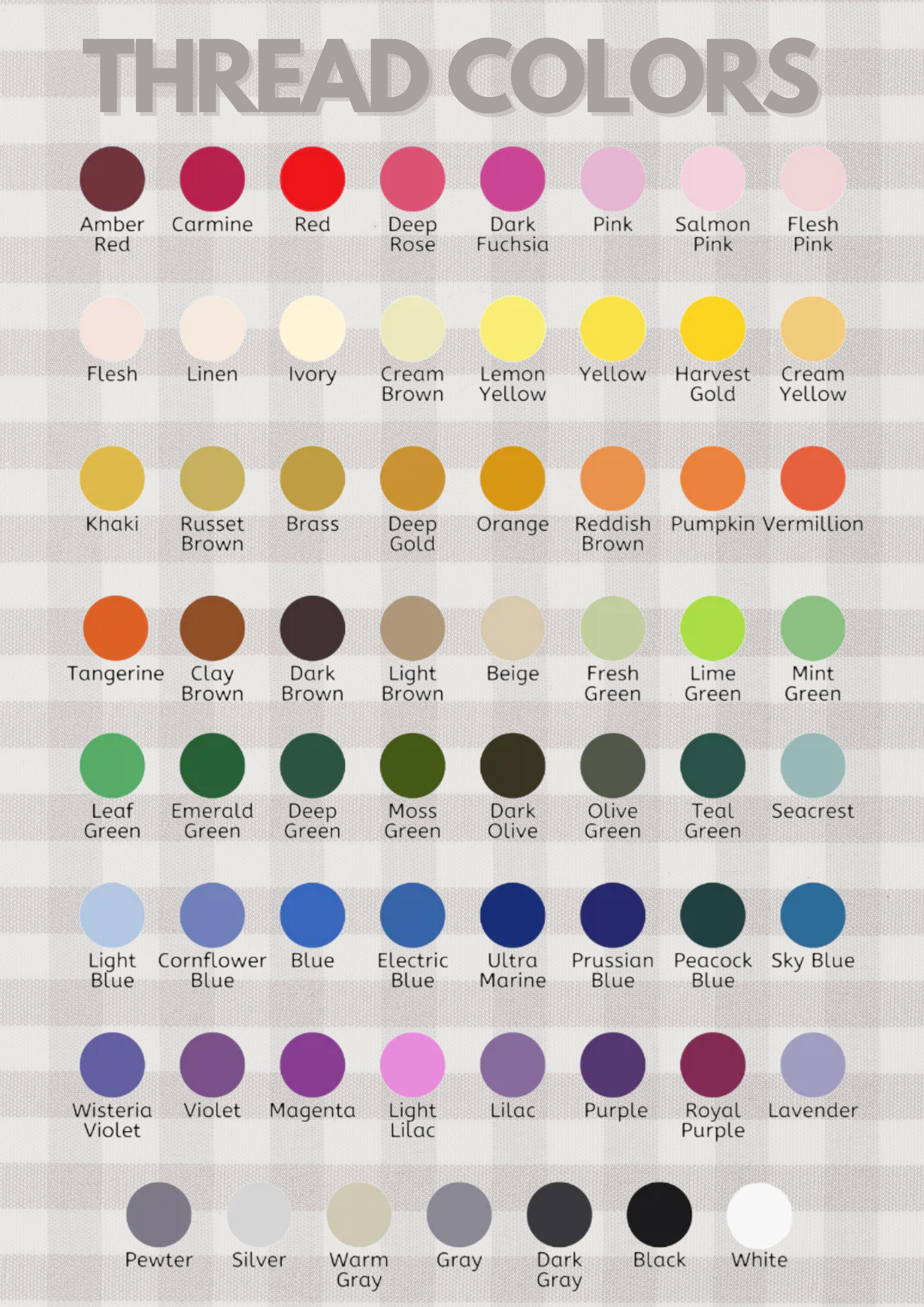 Different Thread Color to choose from