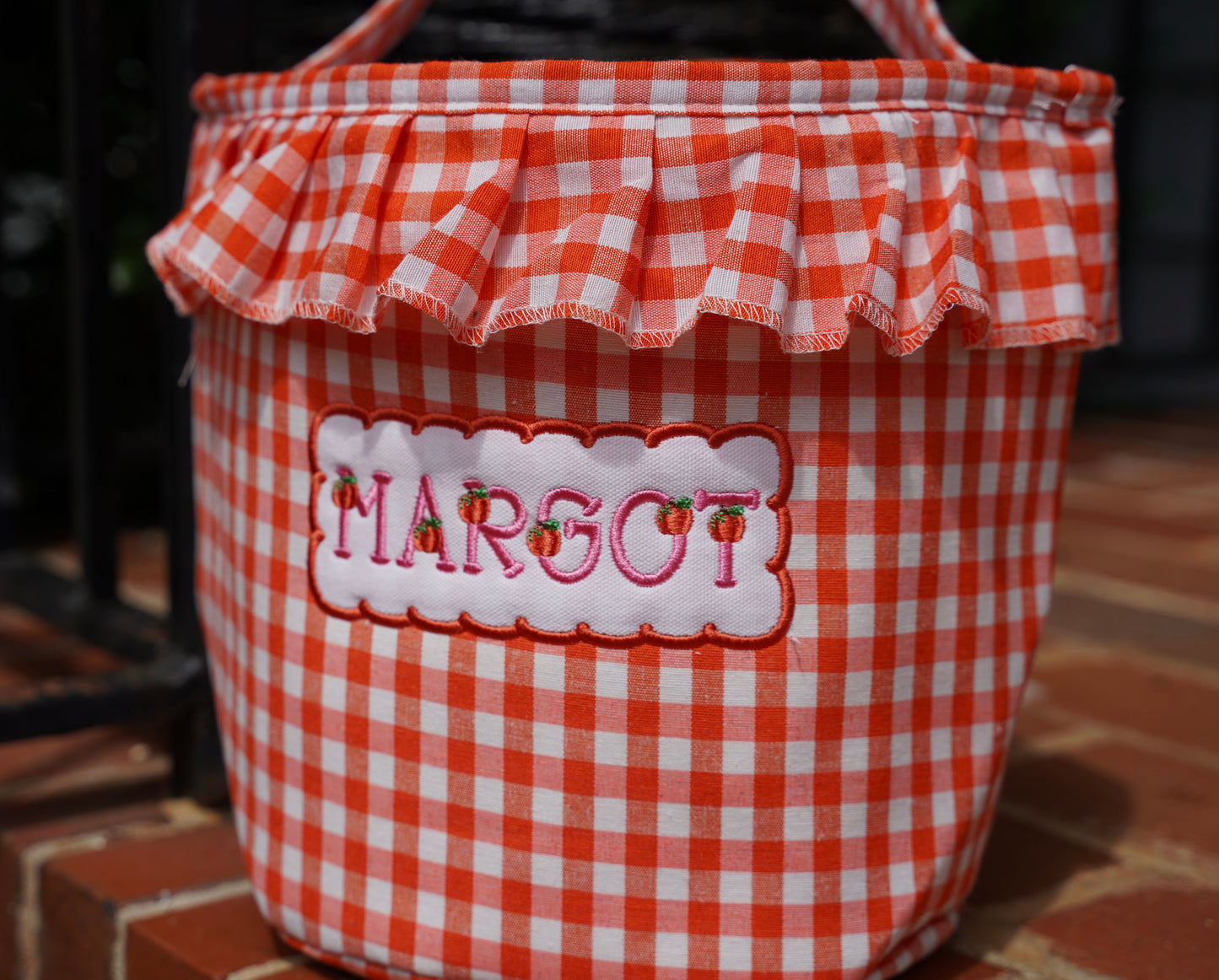 orange halloween basket for kids personalized 